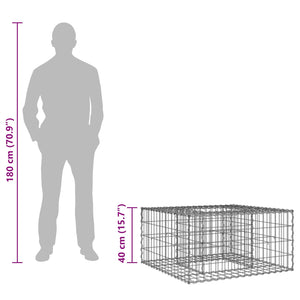 Ανασηκωμένο κρεβάτι gabion Ασημί 80 x 80 x 40 cm - Pakobazaar