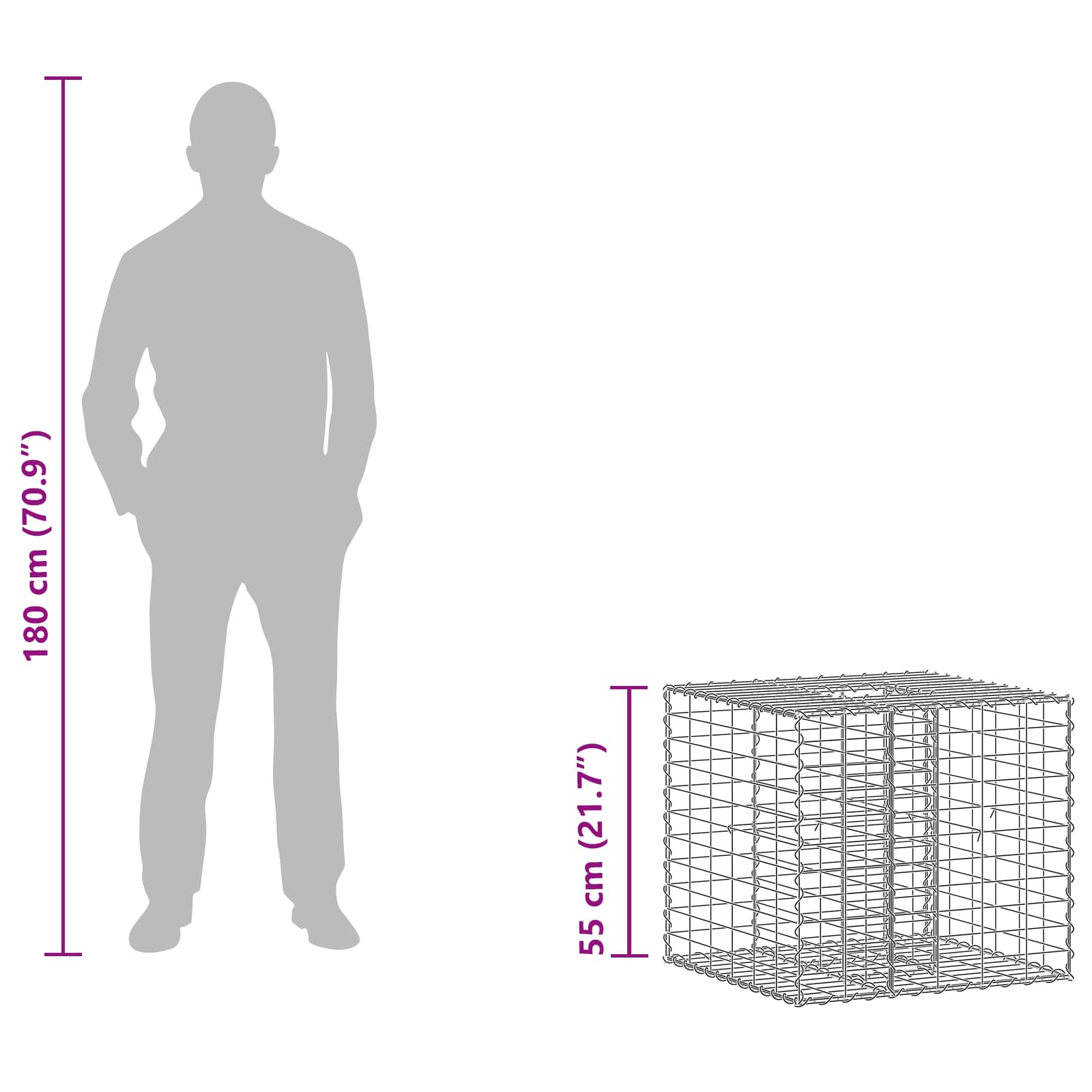 Ανασηκωμένο κρεβάτι gabion Ασημί 60 x 60 x 55 εκ - Pakobazaar