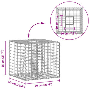 Ανασηκωμένο κρεβάτι gabion Ασημί 60 x 60 x 55 εκ - Pakobazaar