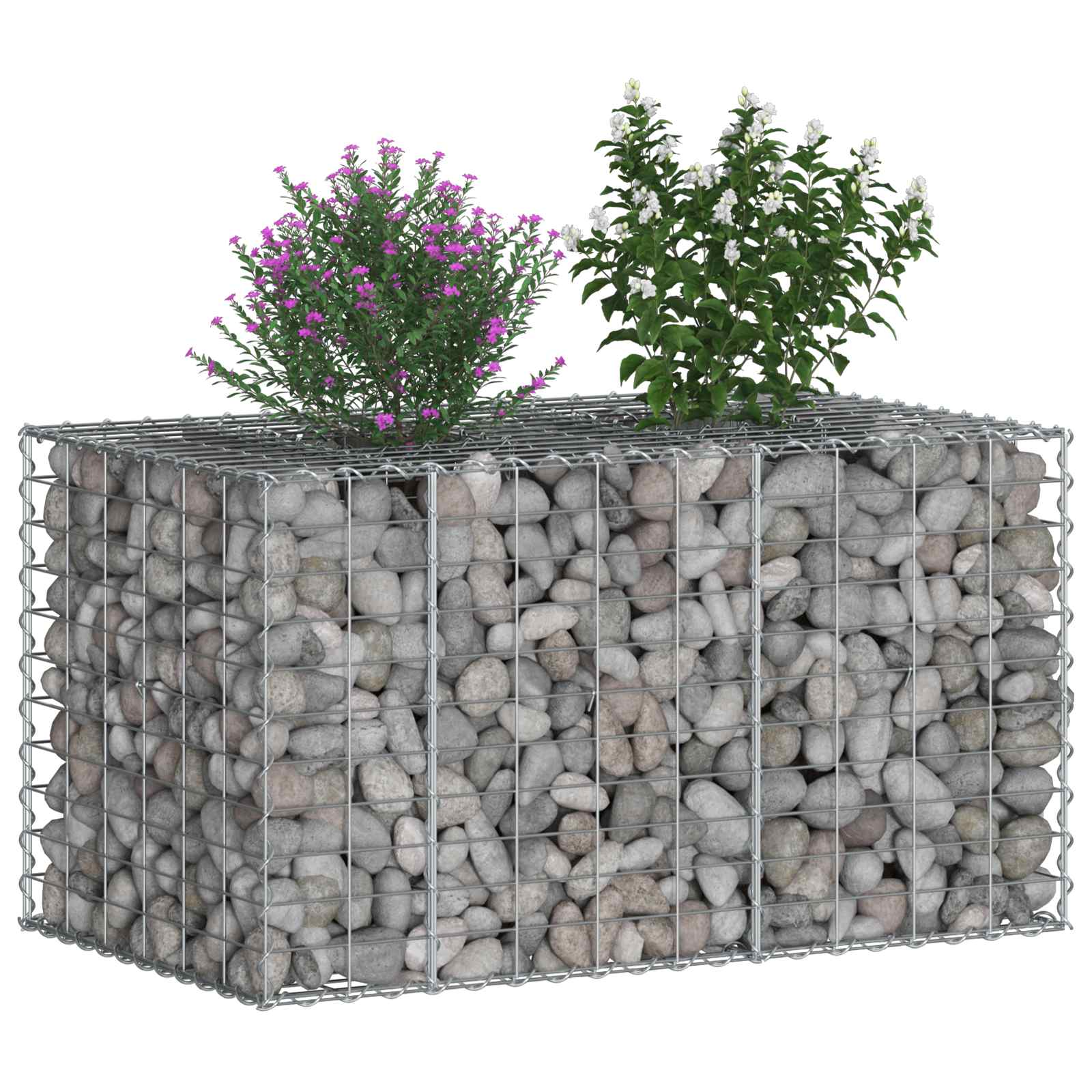 Ανασηκωμένο κρεβάτι gabion Ασημί 100 x 60 x 55 εκ - Pakobazaar