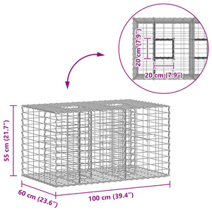 Ανασηκωμένο κρεβάτι gabion Ασημί 100 x 60 x 55 εκ - Pakobazaar