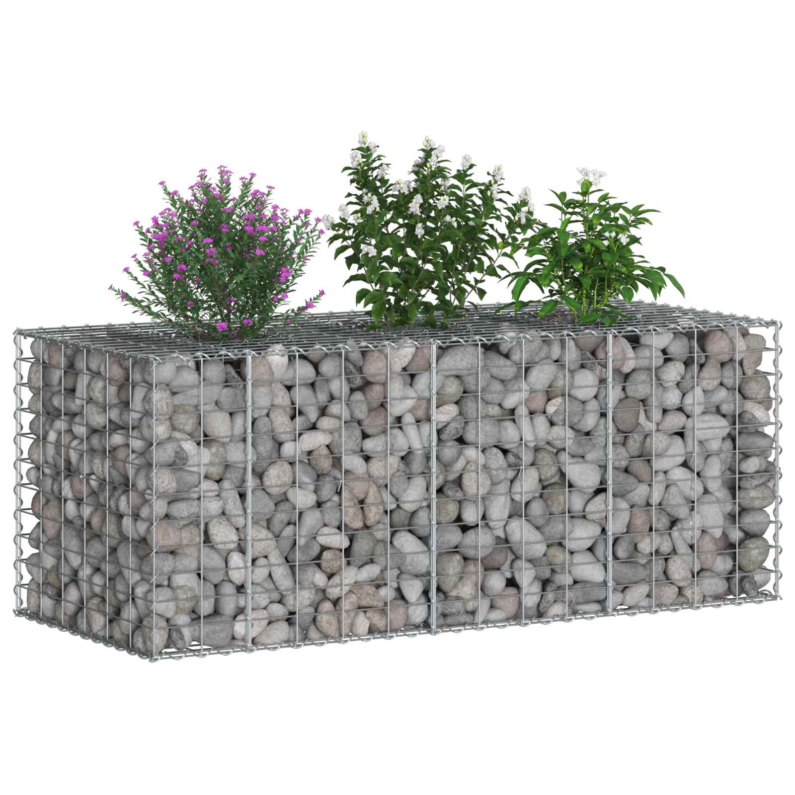 Ανασηκωμένο κρεβάτι gabion Ασημί 140 x 60 x 55 εκ - Pakobazaar