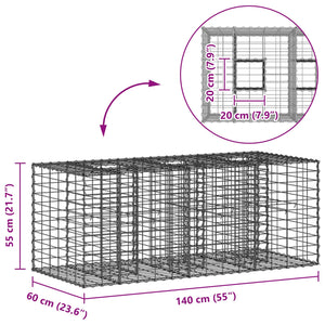 Ανασηκωμένο κρεβάτι gabion Ασημί 140 x 60 x 55 εκ - Pakobazaar