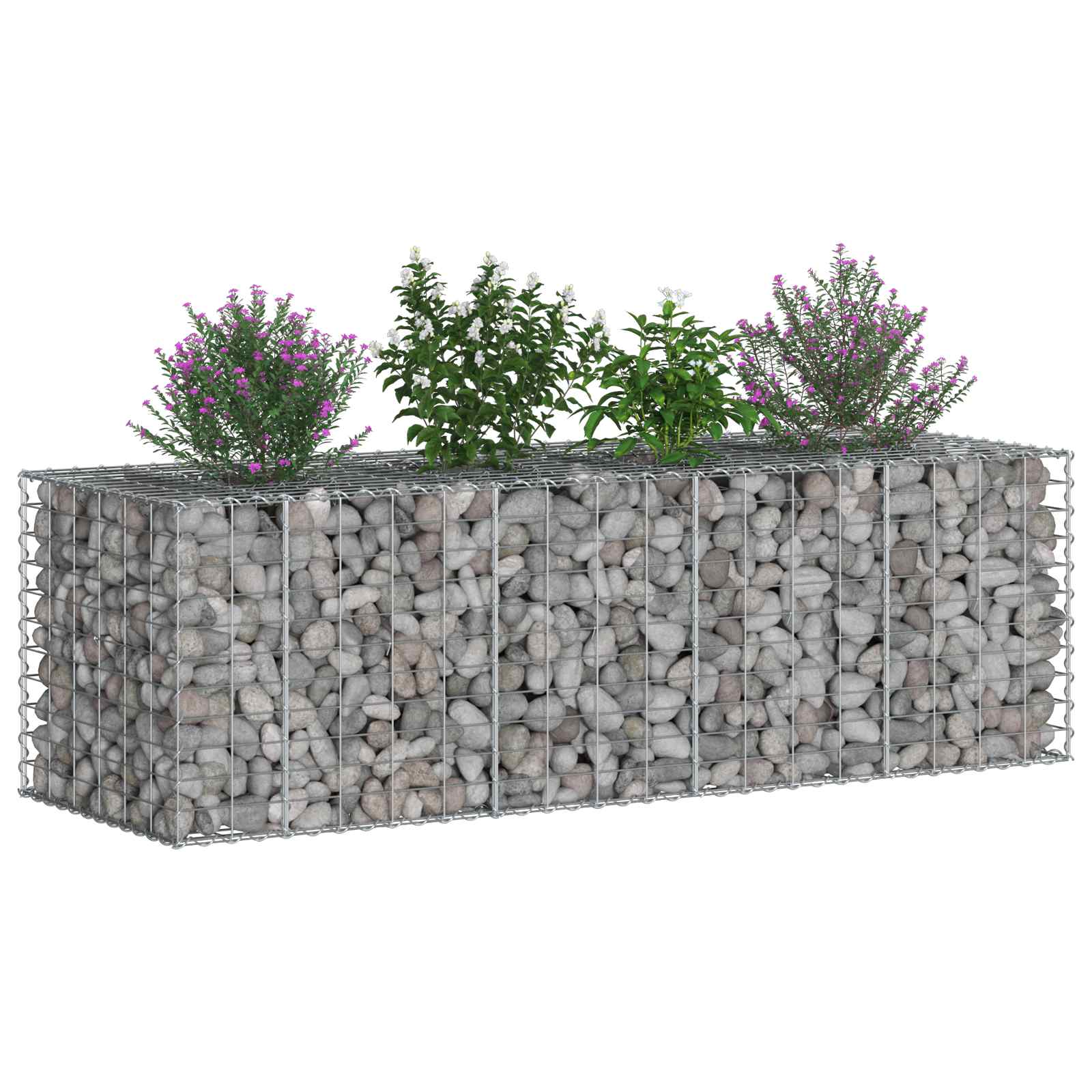 Ανασηκωμένο κρεβάτι gabion Ασημί 180 x 60 x 55 εκ - Pakobazaar