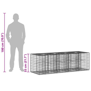 Ανασηκωμένο κρεβάτι gabion Ασημί 180 x 60 x 55 εκ - Pakobazaar