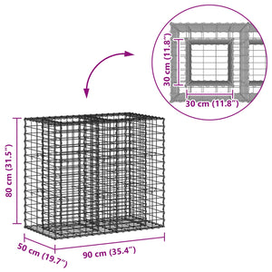 Ανασηκωμένο κρεβάτι gabion Ασημί 90 x 50 x 80 εκ - Pakobazaar