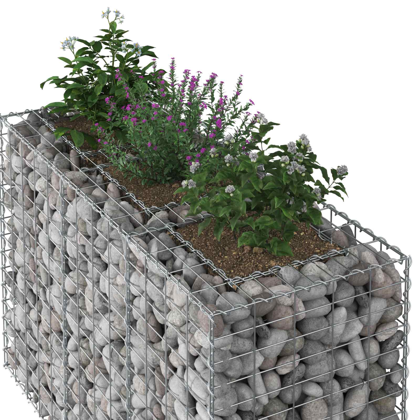 Ανασηκωμένο κρεβάτι gabion Ασημί 130 x 50 x 80 cm - Pakobazaar