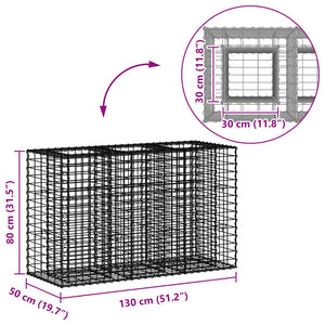 Ανασηκωμένο κρεβάτι gabion Ασημί 130 x 50 x 80 cm - Pakobazaar