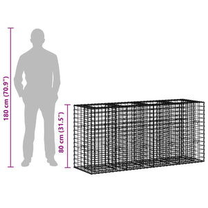 Ανασηκωμένο κρεβάτι gabion Ασημί 170 x 50 x 80 εκ - Pakobazaar