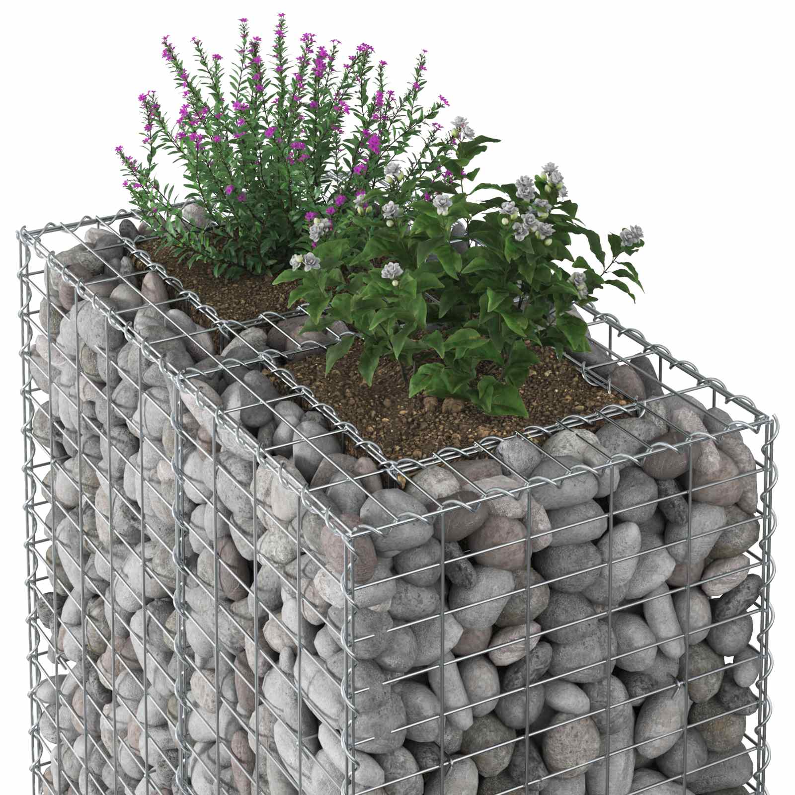 Ανασηκωμένο κρεβάτι gabion Ασημί 90 x 50 x 150 εκ - Pakobazaar