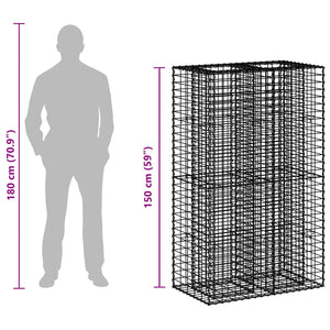Ανασηκωμένο κρεβάτι gabion Ασημί 90 x 50 x 150 εκ - Pakobazaar