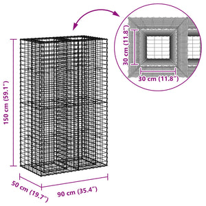 Ανασηκωμένο κρεβάτι gabion Ασημί 90 x 50 x 150 εκ - Pakobazaar