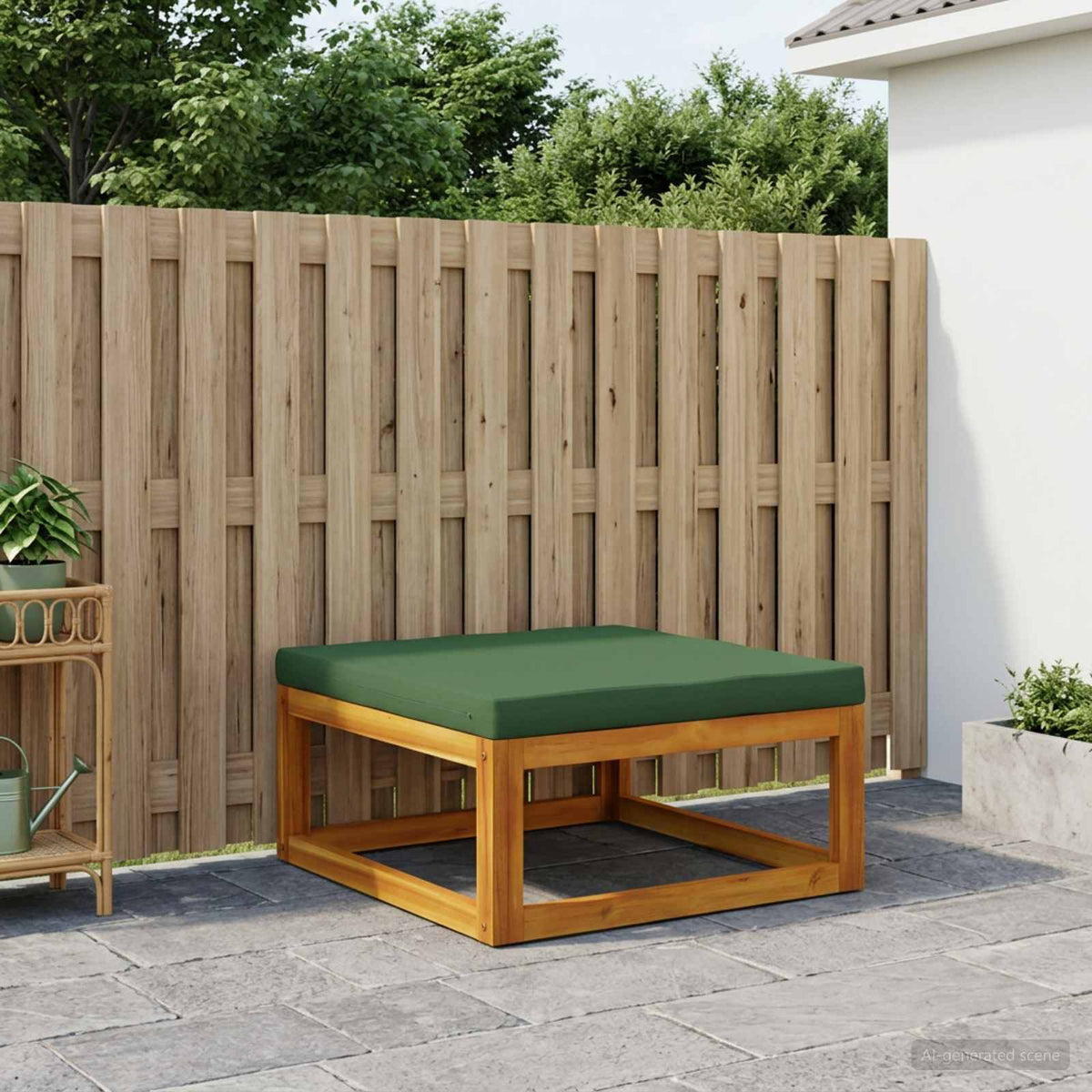 Σπονδυλωτό Υποπόδιο με Μαξιλάρια Στερεό Ξύλο Ακακίας Φυσικό