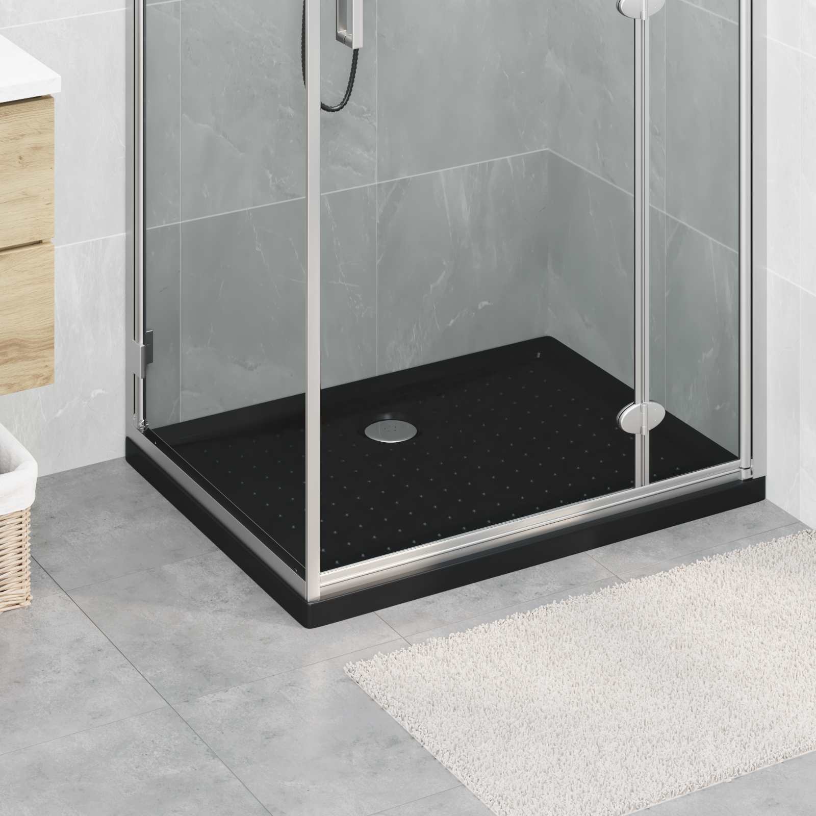 Δίσκος Βάσης Ντους με Τρύπες 90 x 70 x 4 cm ABS Μαύρο