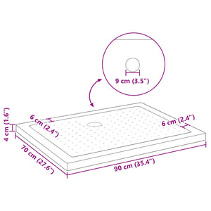Δίσκος Βάσης Ντους με Τρύπες 90 x 70 x 4 cm ABS Μαύρο
