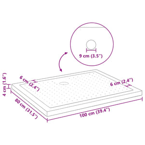 Δίσκος Βάσης Ντους με Τρύπες 100 x 80 x 4 εκ ABS Μαύρο