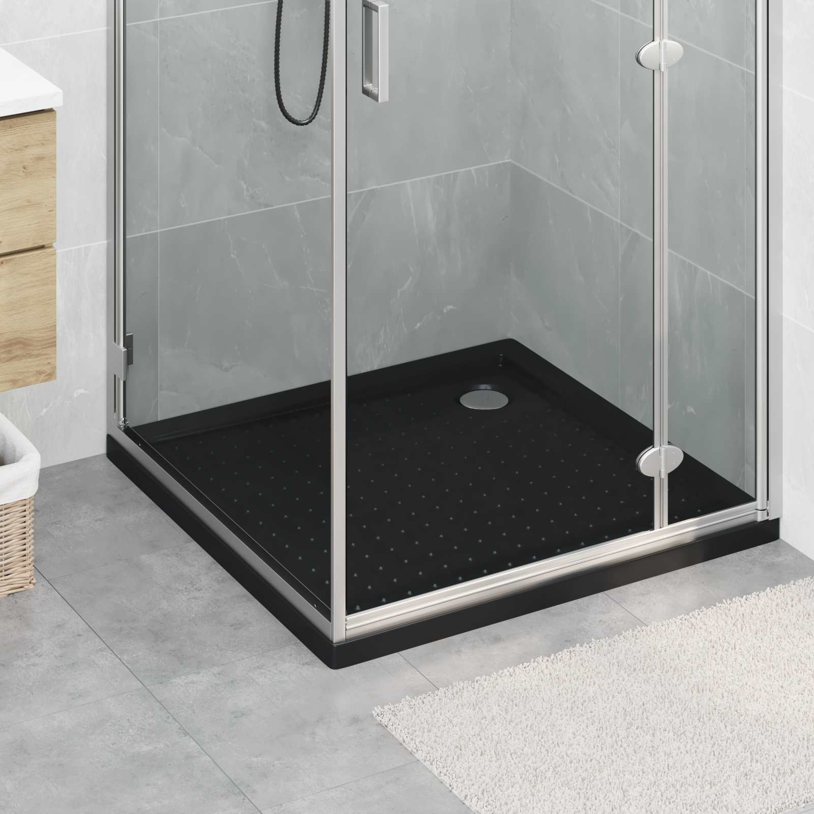 Δίσκος Βάσης Ντους με Τρύπες 90 x 90 x 4 cm ABS Μαύρο