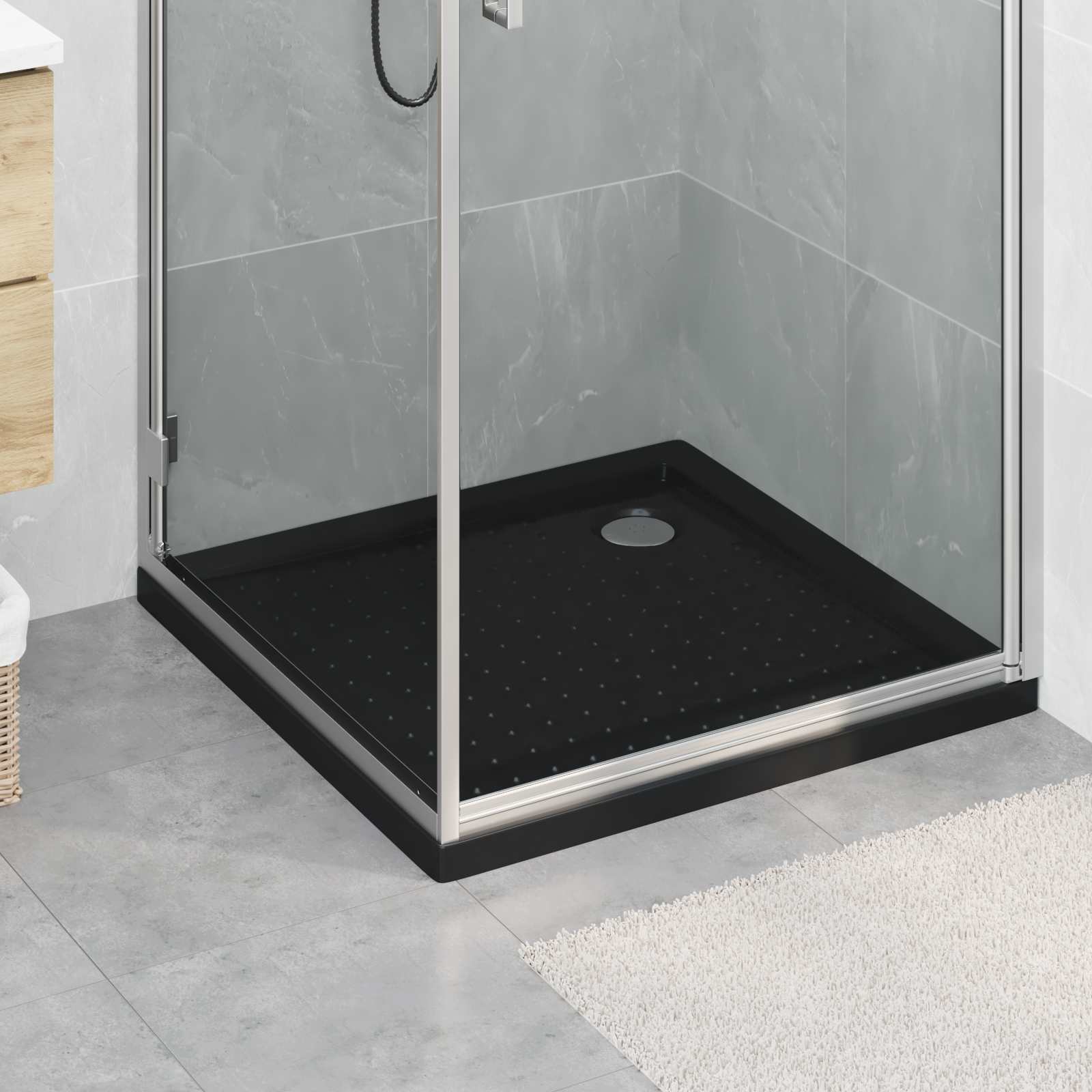 Δίσκος Βάσης Ντους με Τρύπες 80 x 80 x 4 cm ABS Μαύρο