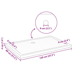 Δίσκος Βάσης Ντους με Τρύπες Μαύρο 120 x 80 x 4 εκ. ABS - Pakobazaar