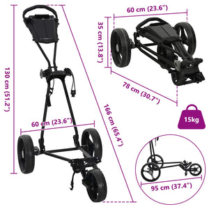 Καρότσι Γκολφ Μαύρο 95 x 60 x 130 εκ. Σίδερο - Pakobazaar