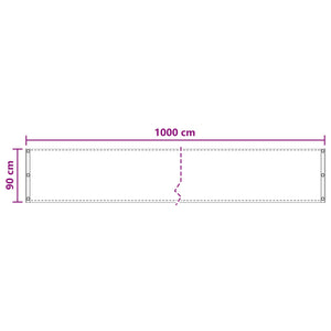 Οθόνη Μπαλκονιού Λευκό 90 x 1000 cm HDPE και Αλουμίνιο - Pakobazaar