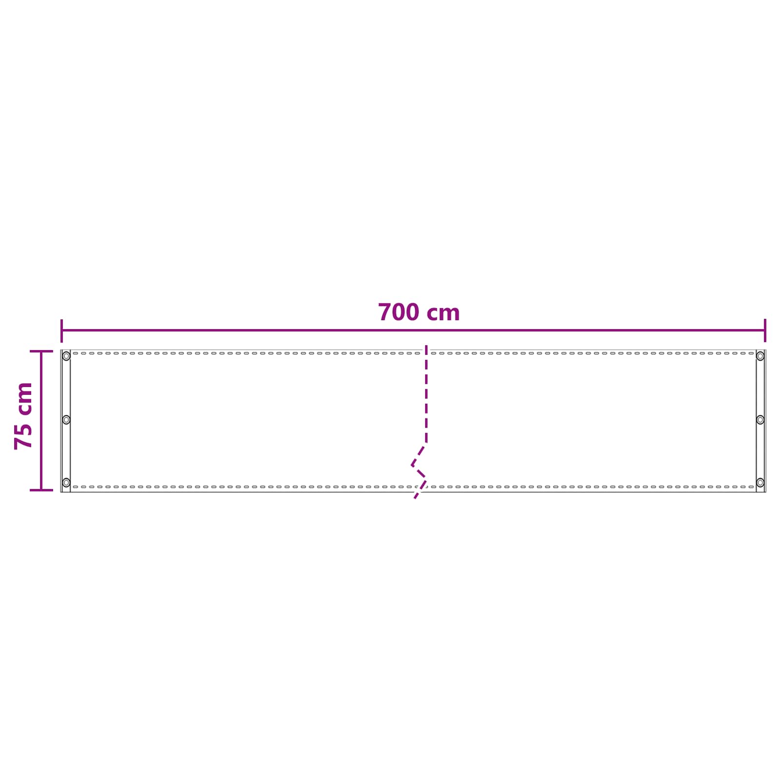 Οθόνη Μπαλκονιού Μαύρο 75 x 700 cm HDPE και Αλουμίνιο - Pakobazaar