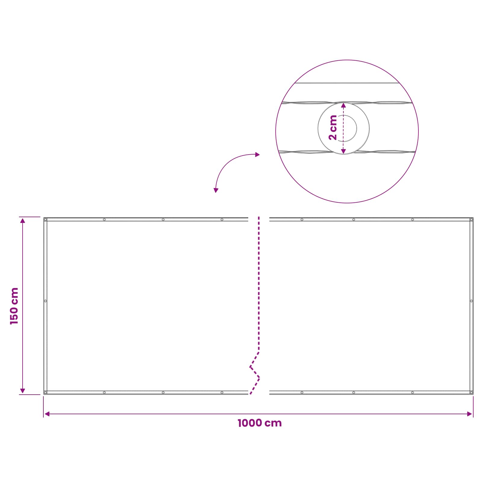 Αδιάφανο σκίαστρο μπαλκονιού 150 x 1000 cm - Pakobazaar