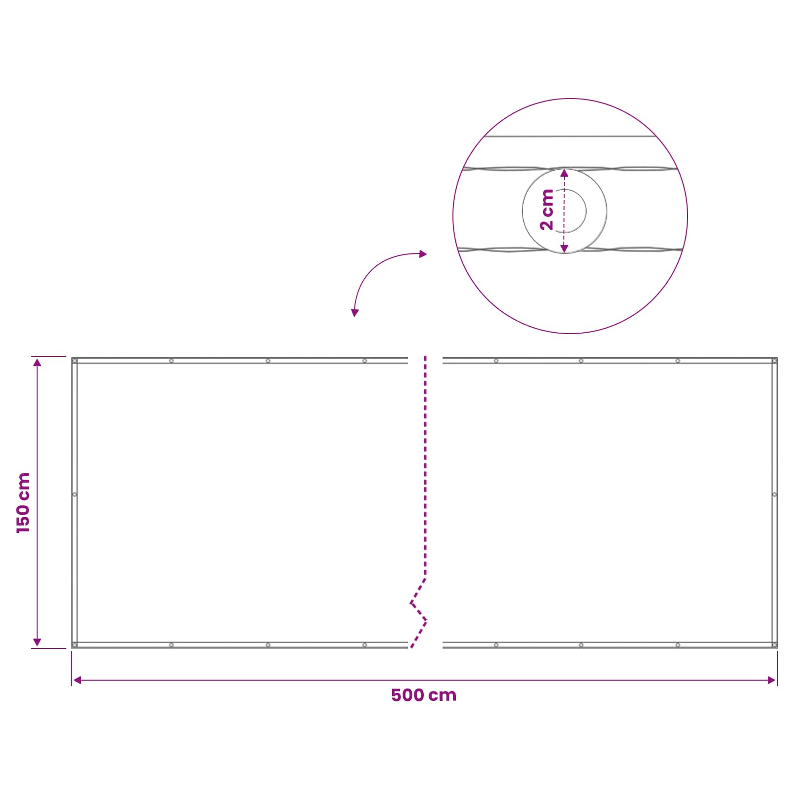 Αδιάφανο σκίαστρο μπαλκονιού 150 x 500 cm - Pakobazaar