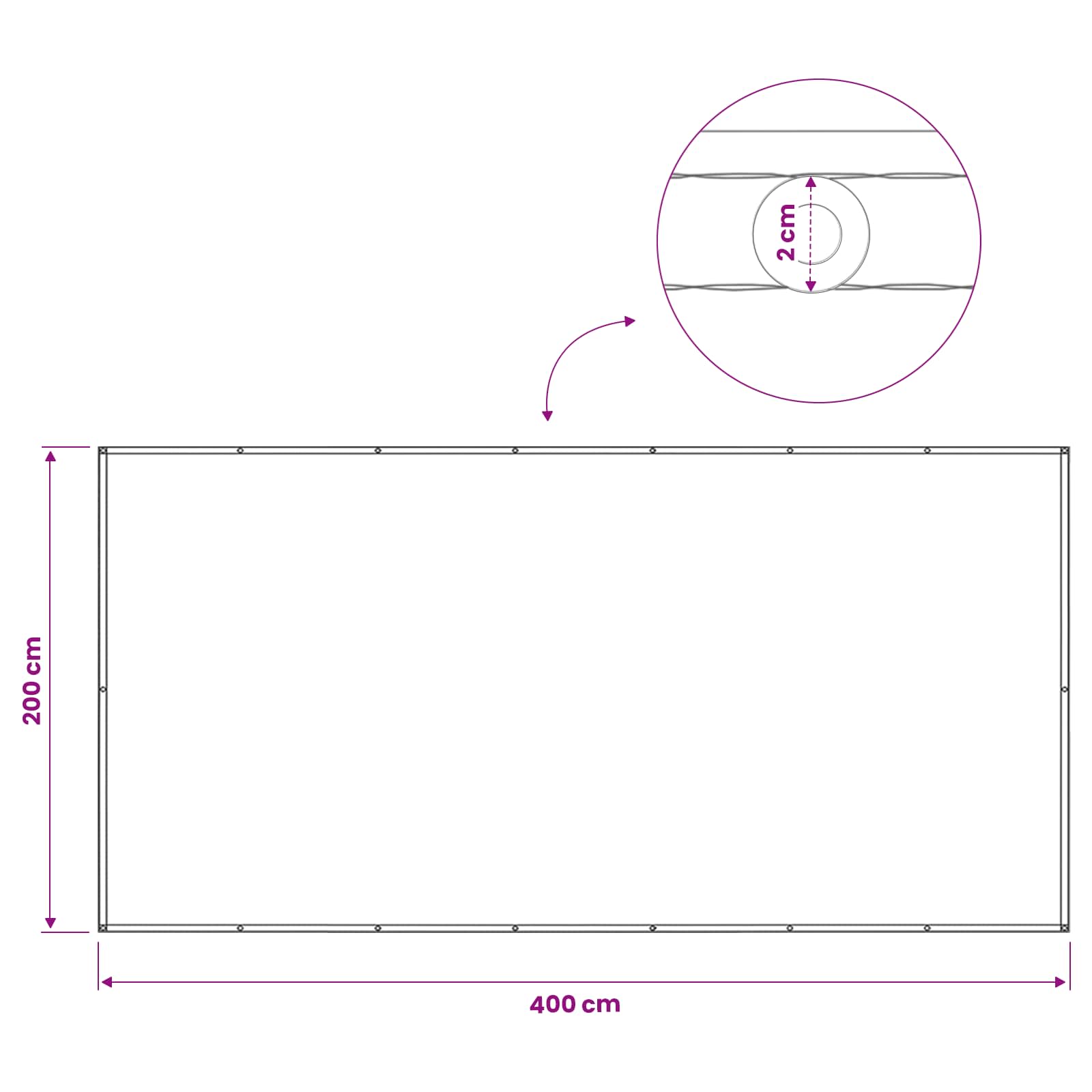 Αδιάφανο σκίαστρο μπαλκονιού 200 x 400 cm - Pakobazaar