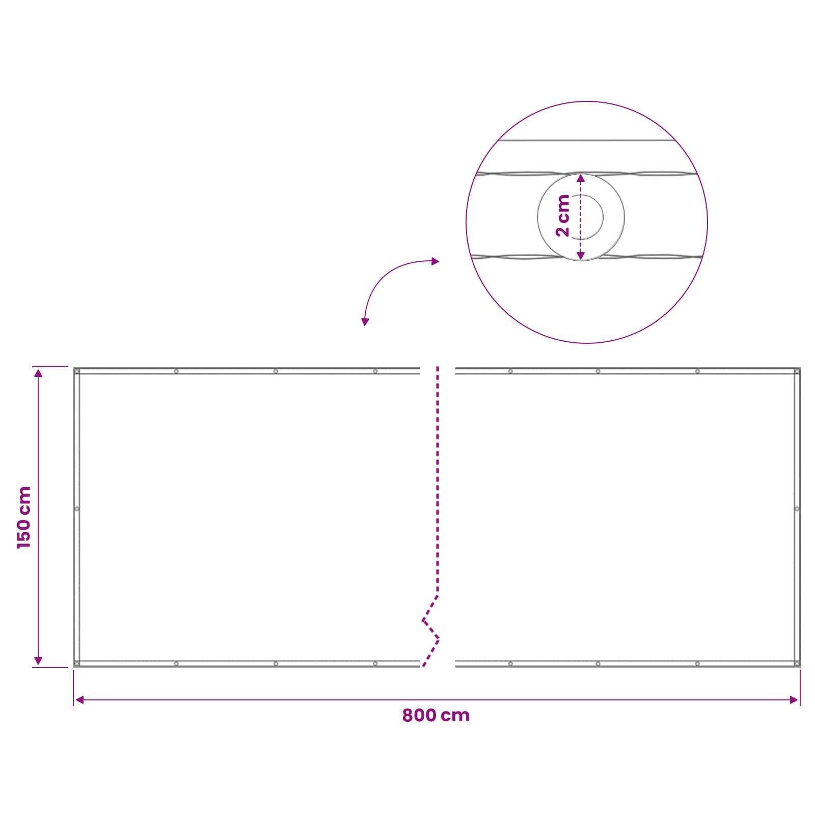 Αδιάφανο σκίαστρο μπαλκονιού 150 x 800 cm - Pakobazaar
