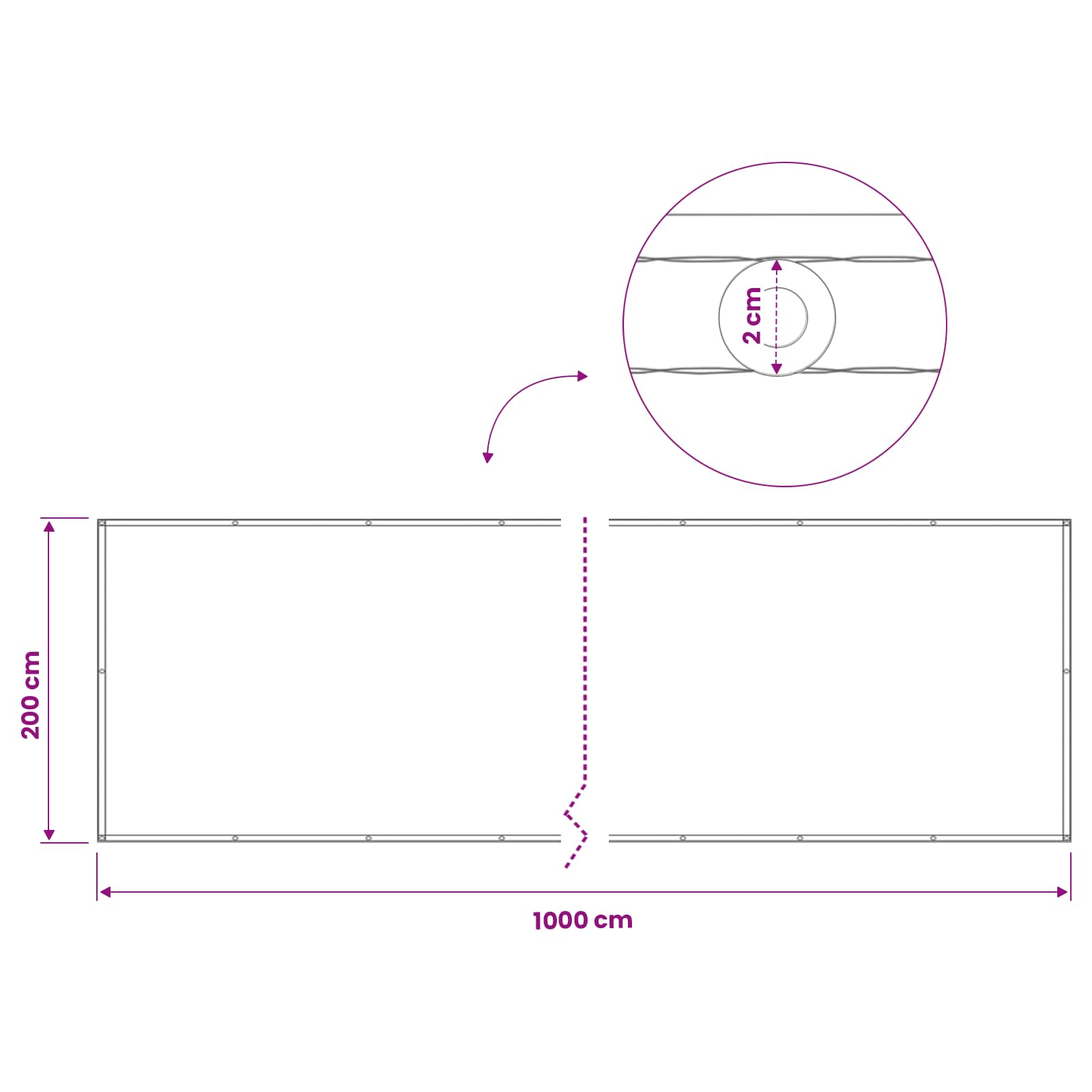Αδιάφανο σκίαστρο μπαλκονιού 200 x 1000 cm - Pakobazaar