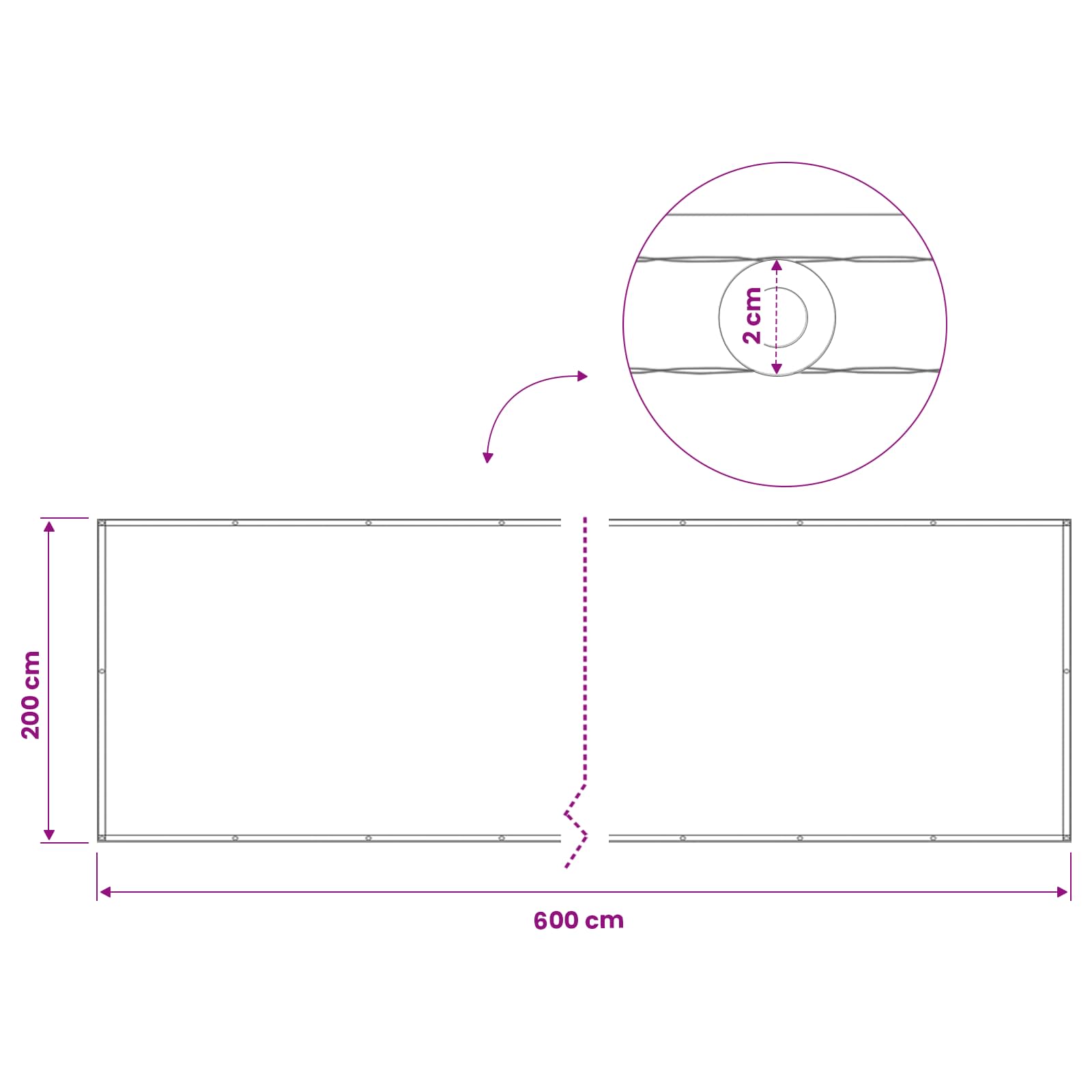 Αδιάφανο σκίαστρο μπαλκονιού 200 x 600 cm - Pakobazaar