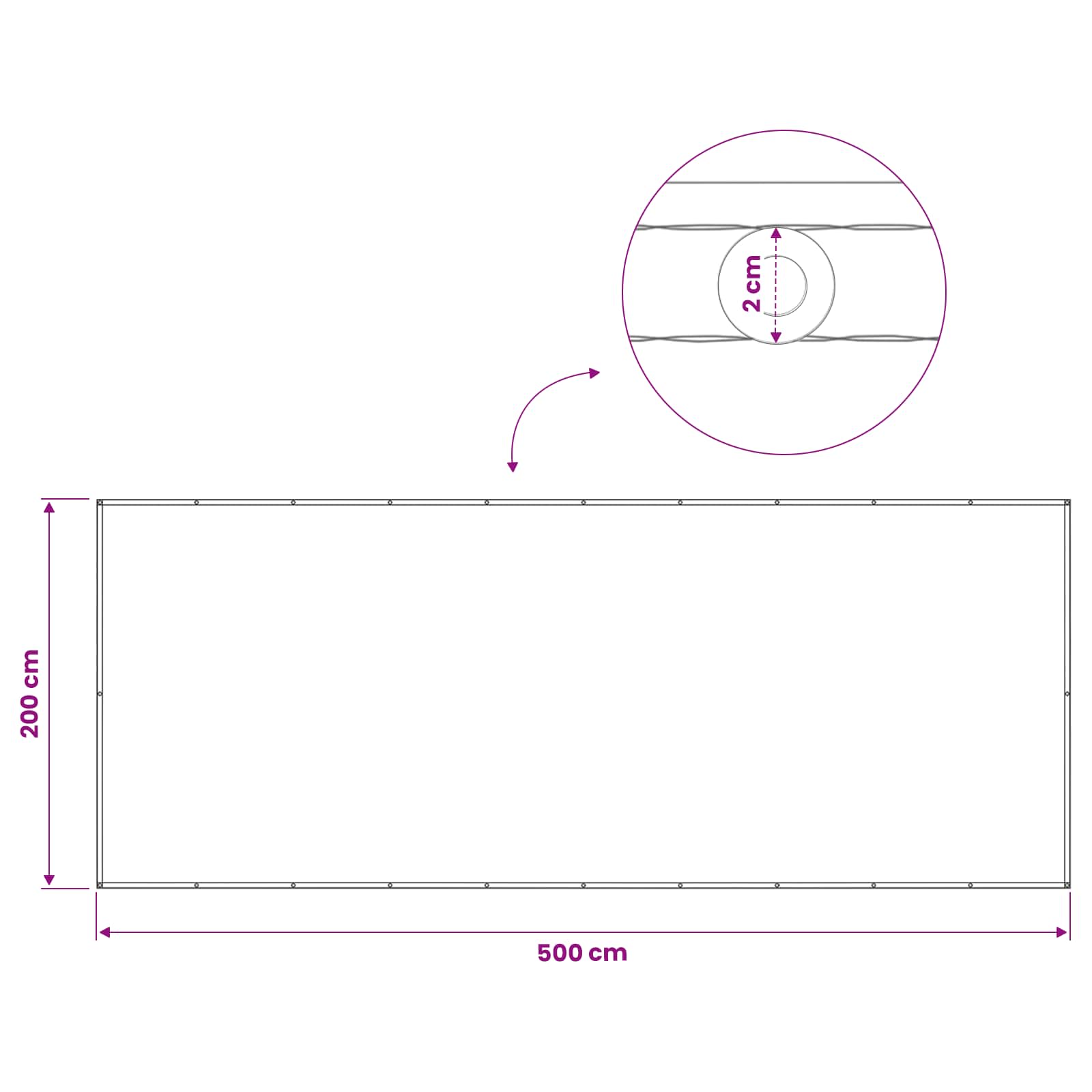 Αδιάφανο σκίαστρο μπαλκονιού 200 x 500 cm - Pakobazaar