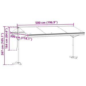 Αυτόνομη τέντα Γκρι 5 x 3 m Πολυεστέρας - Pakobazaar