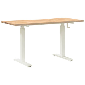Γραφείο Λευκό και Φυσικό 140 x 60 cm Στερεό Ξύλο Δρυός