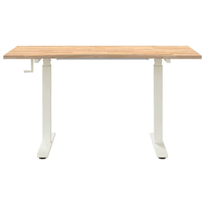 Γραφείο Λευκό και Φυσικό 140 x 60 cm Στερεό Ξύλο Δρυός
