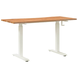 Γραφείο Λευκό και Ανοιχτό Καφέ 140 x 60 cm Στερεό Ξύλο Δρυός - Pakobazaar