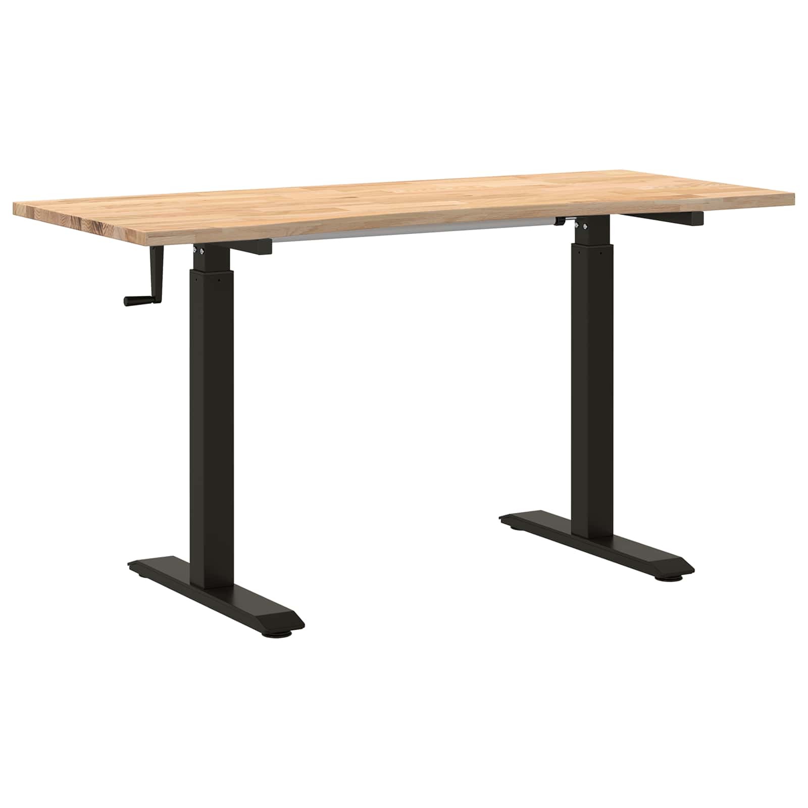 Γραφείο Μαύρο και φυσικό 140 x 60 cm Στερεό Ξύλο Δρυός