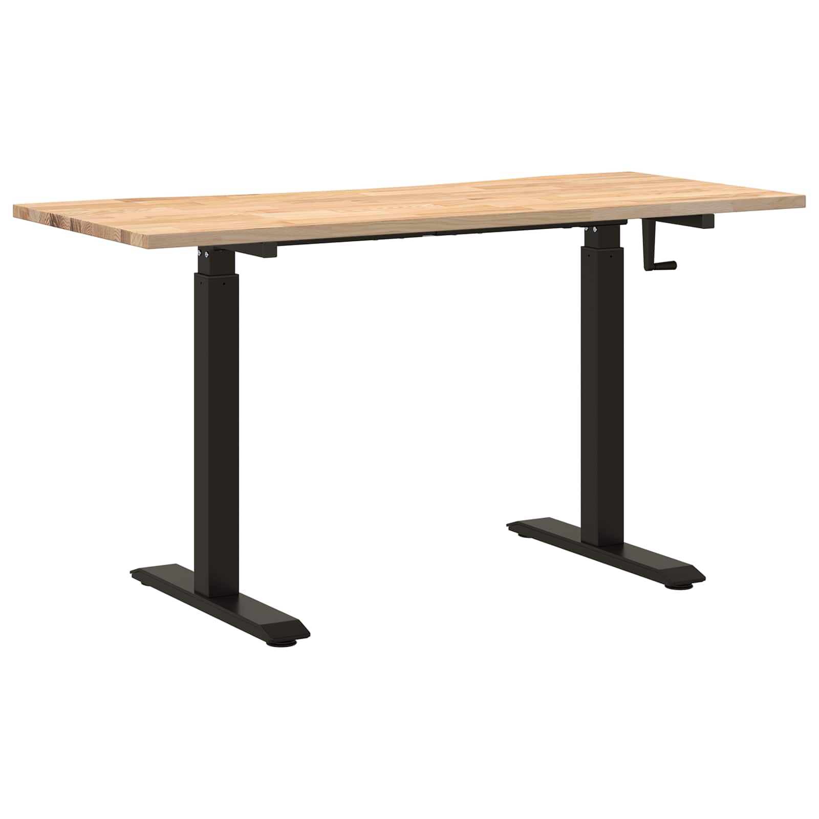 Γραφείο Μαύρο και φυσικό 140 x 60 cm Στερεό Ξύλο Δρυός