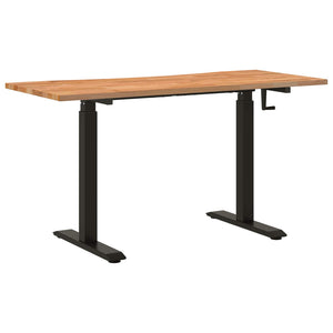 Γραφείο Μαύρο και Ανοιχτό Καφέ 140 x 60 cm Στερεό Ξύλο Δρυός - Pakobazaar