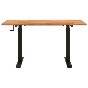 Γραφείο Μαύρο και Ανοιχτό Καφέ 140 x 60 cm Στερεό Ξύλο Δρυός - Pakobazaar