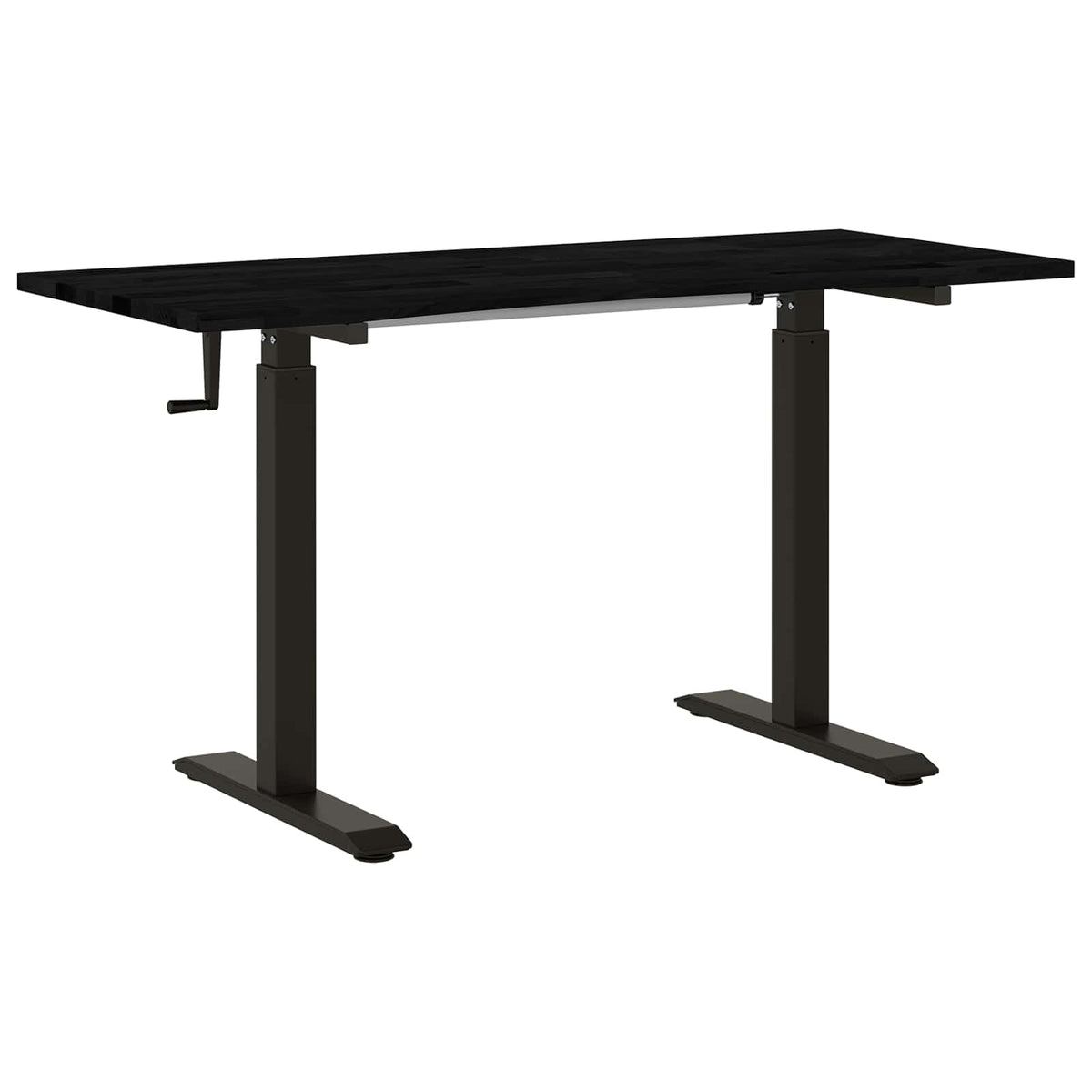 Γραφείο Μαύρο και Σκούρο Καφέ 140 x 60 cm Στερεό Ξύλο Δρυός