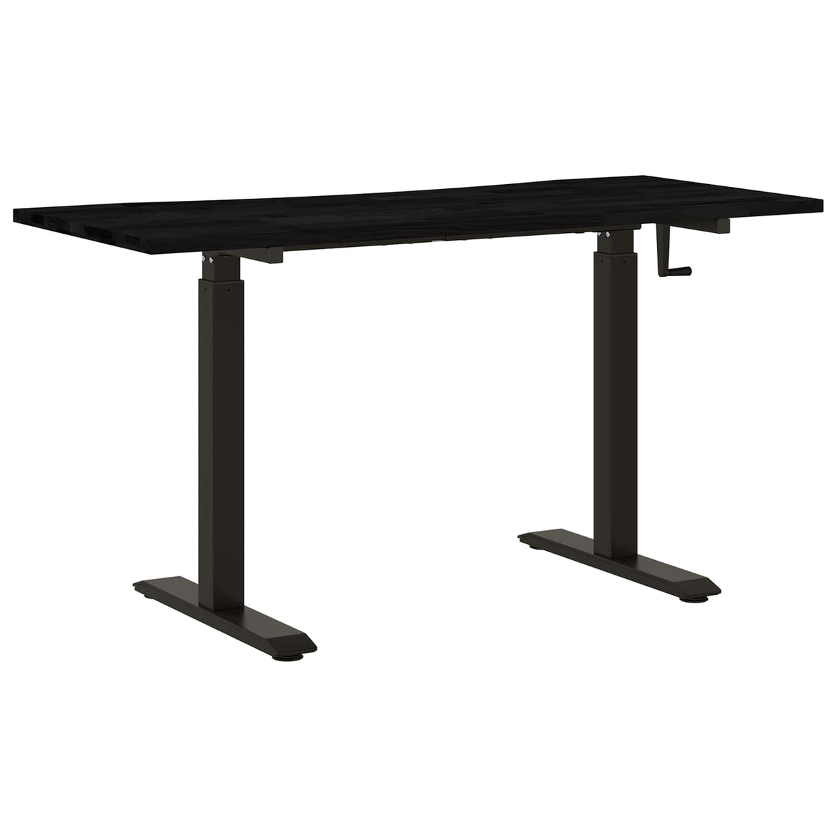 Γραφείο Μαύρο και Σκούρο Καφέ 140 x 60 cm Στερεό Ξύλο Δρυός