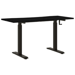 Γραφείο Μαύρο και Σκούρο Καφέ 140 x 60 cm Στερεό Ξύλο Δρυός