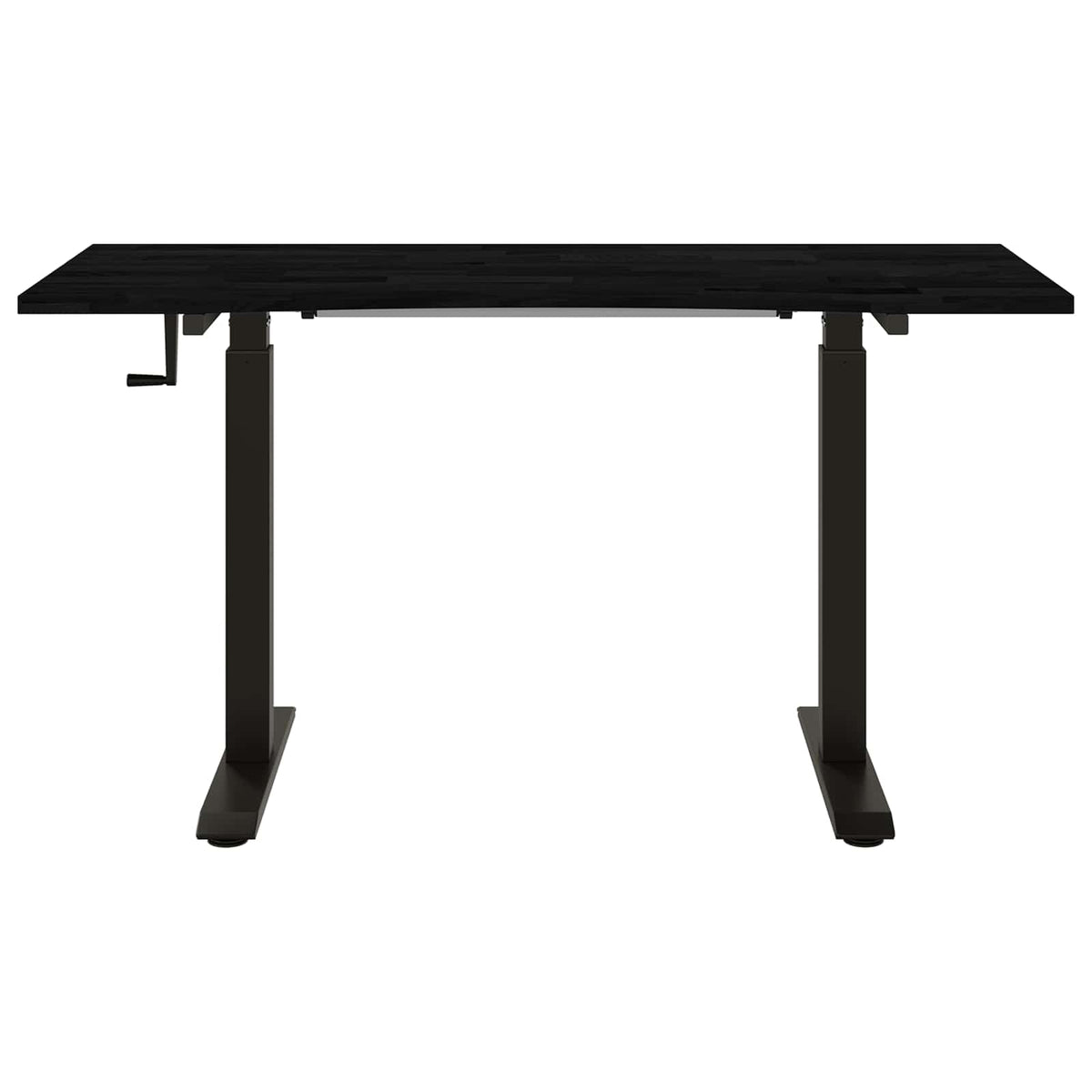 Γραφείο Μαύρο και Σκούρο Καφέ 140 x 60 cm Στερεό Ξύλο Δρυός