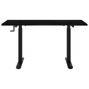 Γραφείο Μαύρο και Σκούρο Καφέ 140 x 60 cm Στερεό Ξύλο Δρυός
