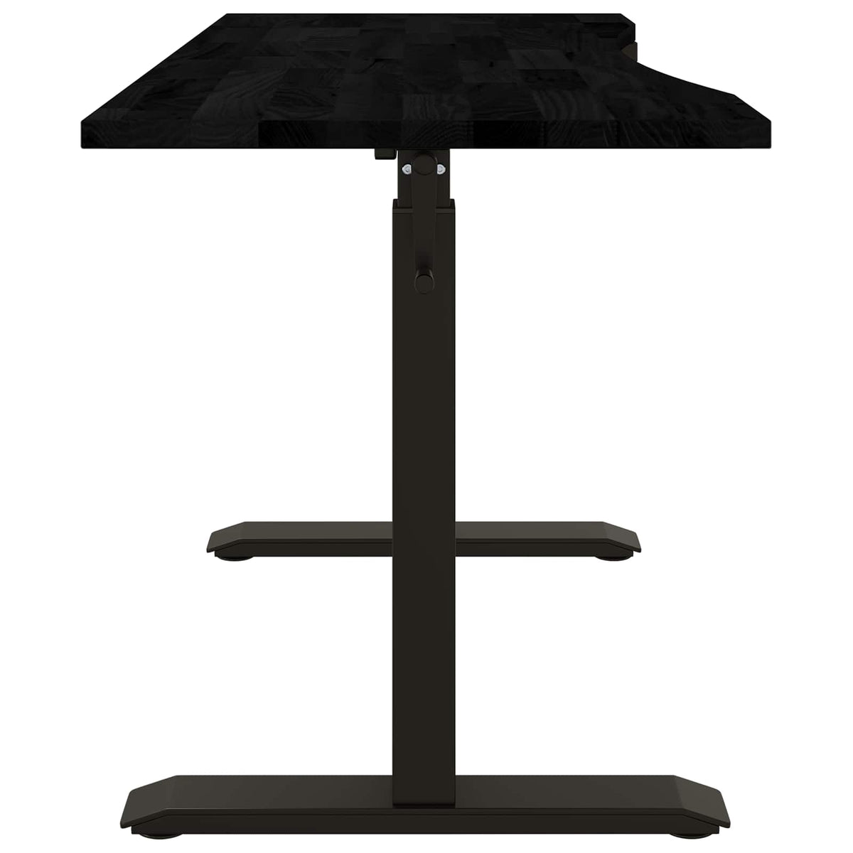 Γραφείο Μαύρο και Σκούρο Καφέ 140 x 60 cm Στερεό Ξύλο Δρυός