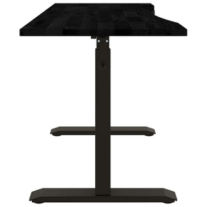 Γραφείο Μαύρο και Σκούρο Καφέ 140 x 60 cm Στερεό Ξύλο Δρυός
