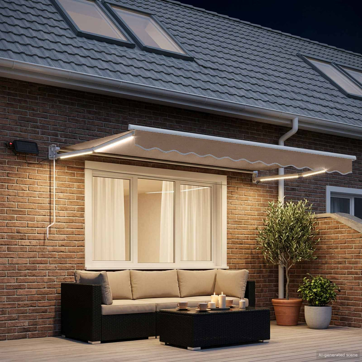 Χειροκίνητη τέντα με ηλιακό LED 2,5 x 2 m Taupe