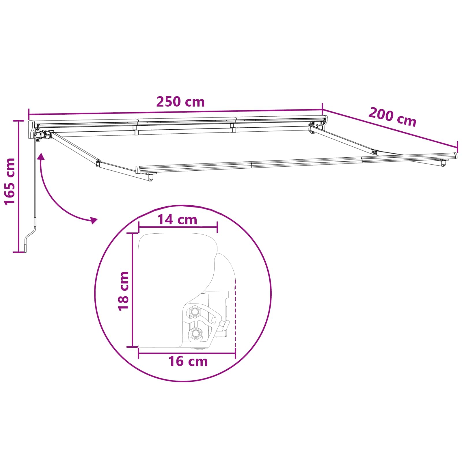 Χειροκίνητη Ανακλινόμενη Σκίαση Ανοιχτό Γκρι και Λευκό
